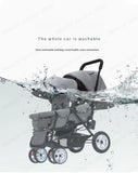 STOCK ue poussettes jumeaux Double enfants deux sièges poussettes chariot pliable vente en gros bébé poussette sièges avant et arrière