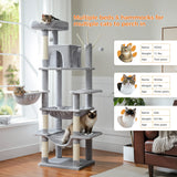 Grand arbre à chat pour grands chats d'intérieur, tour de chat haute pour gros chats avec hamac super grand, arbres grimpant pour chats avec tire à gratter