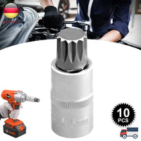 [EU Stock] 10pc clé à douille 1/2 douilles multi-dents internes jeu de douilles M4-M18 Allen Hex Cliquet Enroulé M-Sleeve Drive Socket