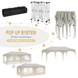 WOLTU Gazebo de pavillon pliant réglable 3x6m avec 6 parois latérales Tente de fête de protection UV étanche avec sac de transport pour pique-nique