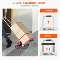 SucceBuy 260lbs camion à main pliant avec poignée télescopique et 2 cordes élastiques chariot d'escalade d'escalier Dolly pour le déplacement d'entrepôt