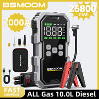 Démarreur de voiture avec compresseur d'air 26800mA/21800mAh, batterie externe, gonfleur de pneus numérique 12V