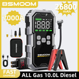 Démarreur de voiture avec compresseur d'air 26800mA/21800mAh, batterie externe, gonfleur de pneus numérique 12V