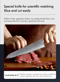 Couteau de chef japonais TURWHO forgé à la main, en acier damassé, couteau de cuisine Santoku, couteau à sashimi, couteau à pain, outil de cuisine utilitaire à lame artisanale