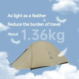 Tente de camping ultralégère Naturehike Cloud Up Pro pour 2 personnes, 3 saisons, moustiquaire 20D, portable, pour la randonnée et les voyages en plein air, avec tapis de sol.