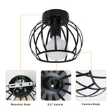 Plafonnier industriel vintage en métal en forme de cage, lampe suspendue rétro, abat-jour pour couloir
