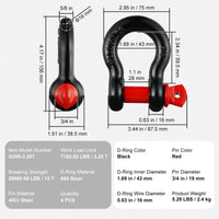 SucceBuy 4 pièces 5/8 "manille à anneau en D 8T 13T crochet de remorquage de résistance de rupture avec goupille de vis 3/4" pour accessoires de remorquage tout-terrain de camion