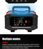 Chargeur de batterie portable 20 A/10 A pour voiture, moto et camion (12 V/24 V), automatique, AGM LiFePO4, plomb-acide, avec fonction marche/arrêt et réparation.