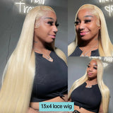 Perruque Wiggogo 613 Transparent HD Lace Frontal 13X6 Blond lisse, cheveux humains brésiliens pré-épilés, 13X4