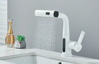 Robinet de lavabo à affichage numérique de température de cascade, pulvérisateur à jet de levage vers le bas, mélangeur d'évier d'eau chaude et froide, robinet de lavage pour salle de bains
