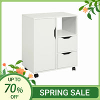 SoBuy FBT105-W table d'imprimante avec 2 tiroirs et 1 porte fichiers armoire rouleau conteneur chariot de bureau chariot latéral conteneur de bureau blanc