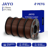 Filament PETG JAYO pour imprimante 3D FDM, 2 bobines de 1,75 mm, enroulement soigné, 2,2 kg/lot