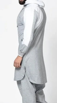 Caftan à capuche pour homme musulman, patchwork, vêtements islamiques, manches longues, style Dubaï, Arabie Saoudite, chemise grande taille 3XL 4XL