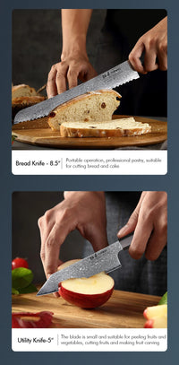 Couteau de chef japonais TURWHO forgé à la main, en acier damassé, couteau de cuisine Santoku, couteau à sashimi, couteau à pain, outil de cuisine utilitaire à lame artisanale
