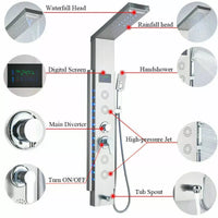 Cascade de pluie LED panneau de douche noir colonne de douche tour écran numérique TEMP mitigeur pulvérisation Bidet douche mitigeur robinet