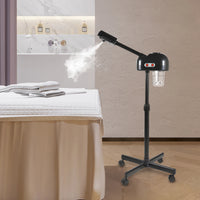 Vaporisateur facial à l'ozone 750 ml, hauteur réglable, rotation à 360°, appareil de soin du visage mobile pour salon de beauté et spa, blanc/noir