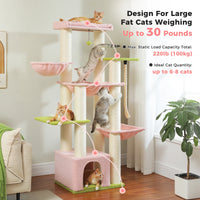 Gros arbre à chat pour chats de grande taille tour à chat robuste avec plusieurs niveaux maison à chat arbre d'escalade avec hamac 11 poteaux en Sisal grand perche
