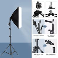 Boîte à lumière professionnelle pour la photographie, avec trépied et ampoule E27, système d'éclairage continu pour studio photo.