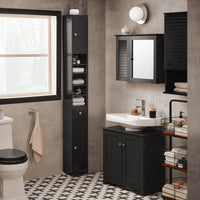 Armoire de salle de bain haute SoBuy BZR34 à 5 compartiments, 1 tiroir et portes, blanche, dimensions approximatives : 20 x 180 x 20 cm.