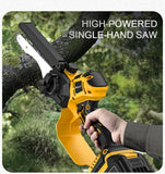 Tronçonneuse électrique sans balais jaune de 8 pouces (20 cm) et 1380 W, outil professionnel pour l'élagage et le jardinage, compatible avec les batteries Dewalt 20 V.