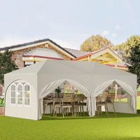 WOLTU Gazebo de pavillon pliant réglable 3x6m avec 6 parois latérales Tente de fête de protection UV étanche avec sac de transport pour pique-nique