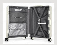 Valise à bagages roulante de grande capacité à ouverture frontale, cadre en aluminium, valise d'embarquement avec chargeur USB et porte-gobelets