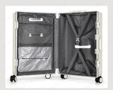 Valise à bagages roulante de grande capacité à ouverture frontale, cadre en aluminium, valise d'embarquement avec chargeur USB et porte-gobelets