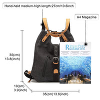 Sac à main KONO pour femme, sac à dos en toile, grand modèle, antivol, sac bandoulière multifonctionnel