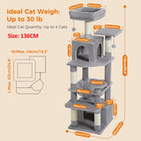 Grand arbre et tour pour chats d'intérieur, avec postes à gratter recouvertes de Sisal, hamac spacieux, perchoirs rembourrés et condos, jouets pour chats