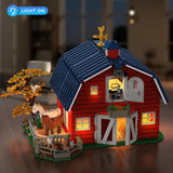 Ensemble de Construction de grange de ferme avec lumière, avec moulin à vent, tracteur, cheval, animaux, grand grange, jouet de Construction, Kit de briques pour adultes et adolescents de 8 ans et plus