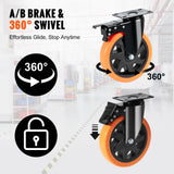 Ensemble de 4 roulettes pivotantes en PVC SucceBuy de 5 à 15 cm (2 à 6 po) avec système de verrouillage de sécurité A/B, non marquantes, pour chariot ou établi.