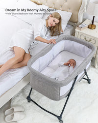 Lit de voyage Baby Grab-and-go avec matelas et roues silencieuses, berceau à bascule convertible, XYT-001