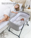 Lit de voyage Baby Grab-and-go avec matelas et roues silencieuses, berceau à bascule convertible, XYT-001
