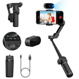 AOCHUAN – stabilisateur de cardan intelligent X2 à 3 axes, pour iPhone et Smartphone Android, avec pôle d'extension intégré, affichage LED