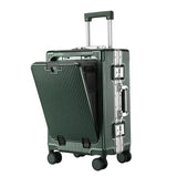 Valise à bagages roulante de grande capacité à ouverture frontale, cadre en aluminium, valise d'embarquement avec chargeur USB et porte-gobelets