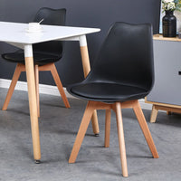 Un ensemble de 6 chaises de salle à manger médiévales nordiques, siège rembourré en PU, pieds en bois de hêtre, chaises de bureau pour salle à manger, chambre à coucher, balcon, Restaurant