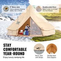 SucceBuy – tente cloche en toile, 4 saisons, 9,8 pieds, yourte, pour le Camping, avec poêle, Jack, respirante, peut contenir jusqu'à 4 personnes