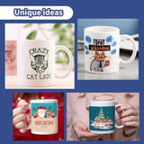 HTVRONT Lot de 6 tasses à sublimation de 11 OZ, ensemble vierge, gobelets classiques avec poignées pour Latte, bricolage, cadeau pour papier à sublimation