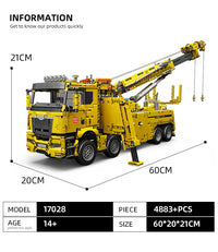 MOLD KING 17028 Voiture technique jouet APP&RC Camion de pompiers motorisé à assembler, modèle réduit en briques de construction, cadeau de Noël pour enfants