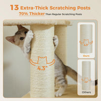 Gros arbre à chat pour chats de grande taille tour à chat robuste avec plusieurs niveaux maison à chat arbre d'escalade avec hamac 11 poteaux en Sisal grand perche