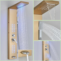 Robinet de douche LED, salle de bains, SPA, douche à Jet de Massage, système de colonne noir mat, panneau de douche de pluie cascade, robinet pulvérisateur de Bidet
