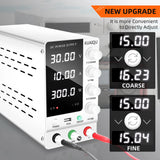 KUAIQU Adjustable Switching DC Power Supply 30V 10A 6A Lab Bench Power Supply 60V 5A 120V 3A Output Preset Current 20A 30A 60A