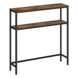 Console pour Couloir, Table de Salon Fine à 2 Niveaux, Table d’Appoint avec 2 Étagères, 20 x 80 x 80 cm