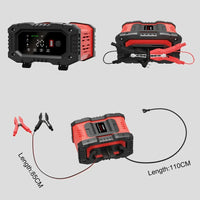 Chargeur de batterie portable 20 A/10 A pour voiture, moto et camion (12 V/24 V), automatique, AGM LiFePO4, plomb-acide, avec fonction marche/arrêt et réparation.