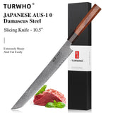 Couteau de chef japonais TURWHO forgé à la main, en acier damassé, couteau de cuisine Santoku, couteau à sashimi, couteau à pain, outil de cuisine utilitaire à lame artisanale