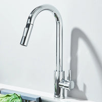 Robinet d'évier de cuisine extractible, deux fonctions, mitigeur d'eau chaude et froide à poignée unique, monté sur le pont