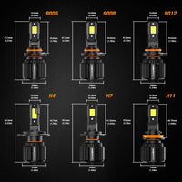 NIGHTEYE-Ampoules LED Canbus pour voiture, lumières de sauna, lampe automatique, H7, H4, HB3, 9005, HB4, 9006, H11, H8, H9, 9012, 6500K, blanc, 72W, 30000LM