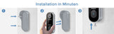 Sonnette vidéo intelligente WiFi TMEZON 1080p rechargeable avec carillon, alarme infrarouge et caméra de sécurité sans fil, compatible avec l'application CloudEdge.