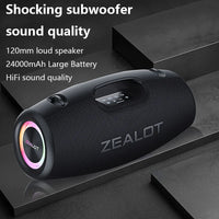 Haut-parleurs sans fil Zealot S78 100W, technologie DSP, lumière de rêve, haut-parleur de subwoofer portable extérieur, double appairage, 24000mAh.