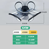 Ventilateur de plafond intelligent avec lumières LED pour chambre à coucher (répété inutilement) avec télécommande et application de contrôle pour salle à manger